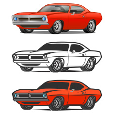 Muscle car cartoon classic vector poster t-shirt print stock ...