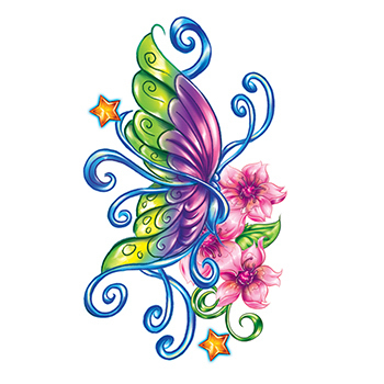 Flirty Butterfly with Stars Temporary Tattoo - USimprints