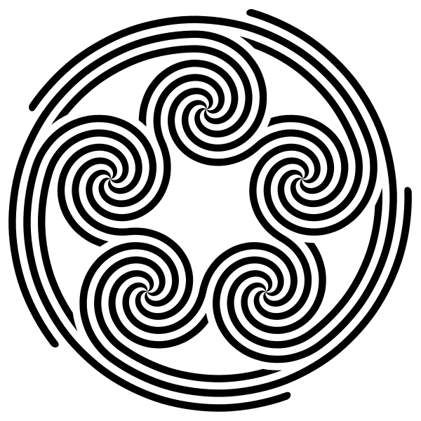 600px Five fivefold spirals quintuple pentaskelion Svg - cool ...