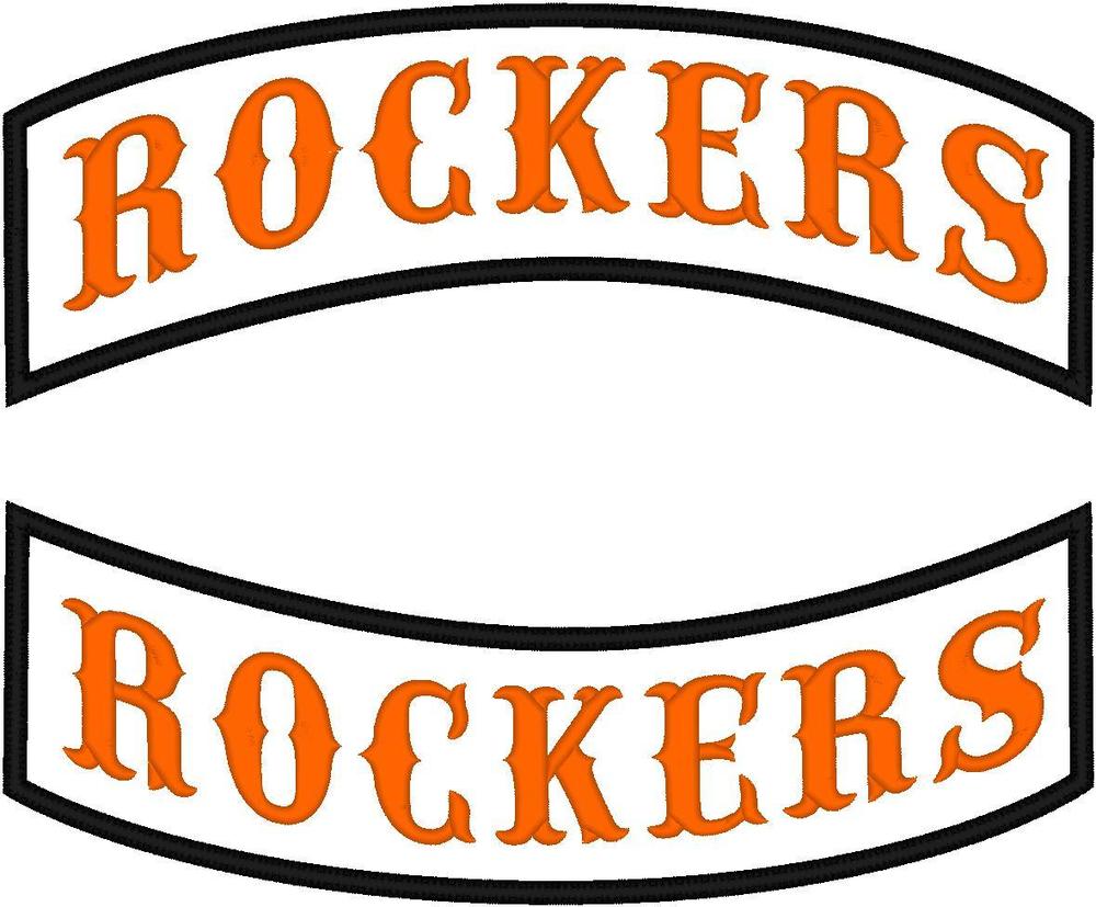 CUSTOM EMBROIDERED ROCKER PATCH 12 INCH STRAIGHT EDGE THICK BORDER ...