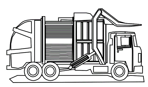 Trash truck clipart black and white