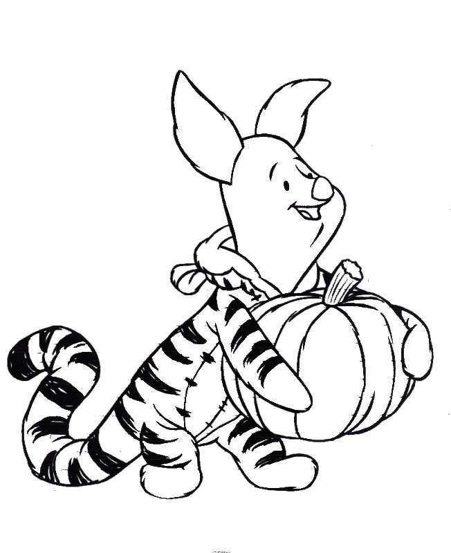 Cute Cartoon Piglet In Tiger Dress Coloring Sheets
