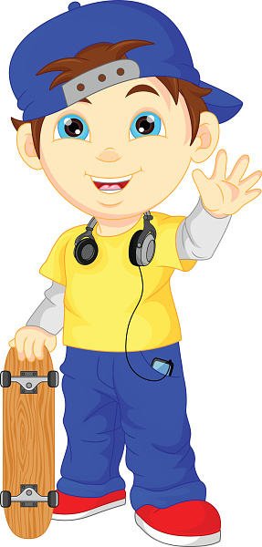 Cartoon Of The Boy Skateboarding Clip Art, Vector Images ...