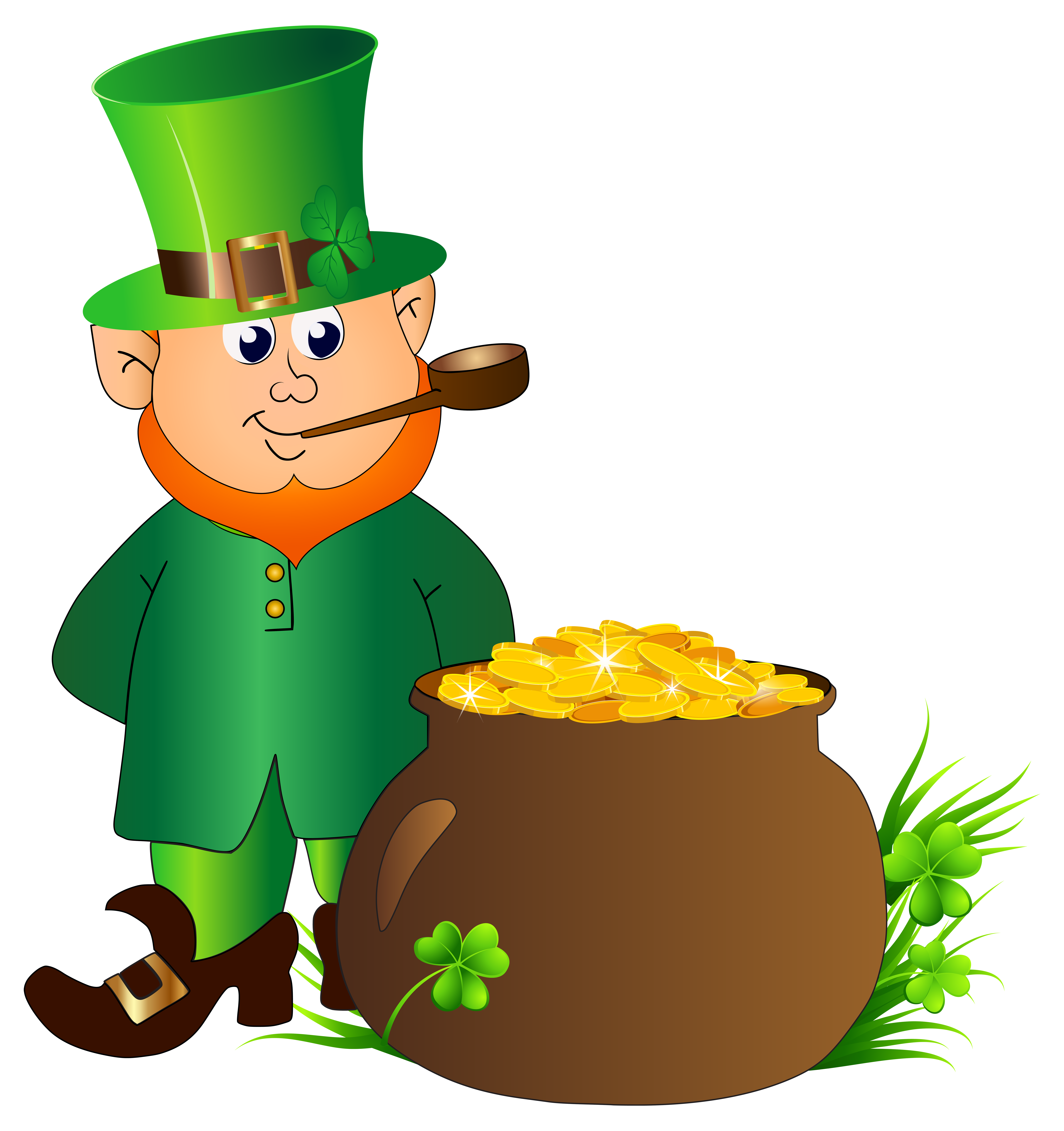 Leprechaun with pot of gold transparent clip art image ...