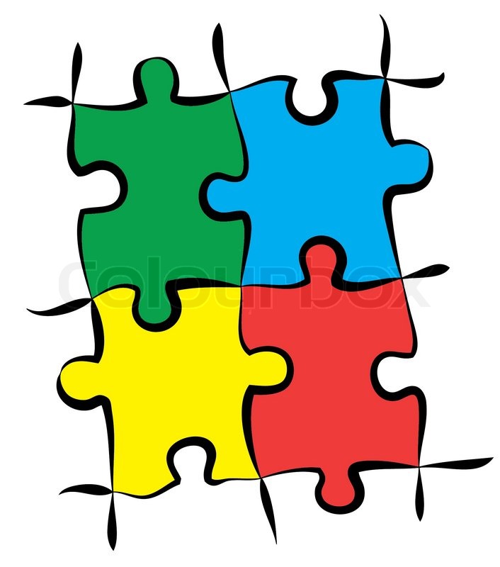 Render der Puzzleteile in 4 Farben | Stock-Vektor | Colourbox