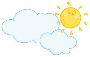Partly Cloudy Clipart Image - Cartoon Sun and Clouds Icon