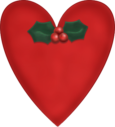 Red Christmas Heart with Holly Graphic - PNG and Paint Shop Pro Tube