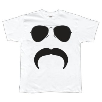 Aviator Mustache Silhouette T-Shirt: Clothing