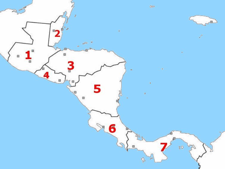 Examen del mapa político de América Central y del Norte