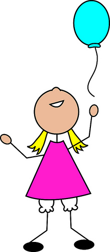 Clip Art Illustration of a Cartoon Girl with a Balloon - a photo ...
