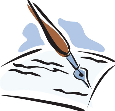 Feather pen and paper clipart