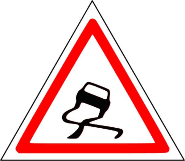 Warning Sliding Car Roadsign - vector Clip Art