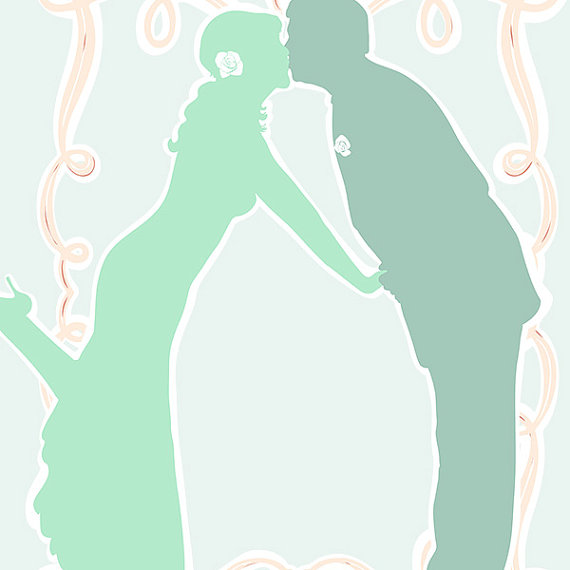 Handmade Spark - FishScraps - Wedding Couple Silhouette - Mint ...