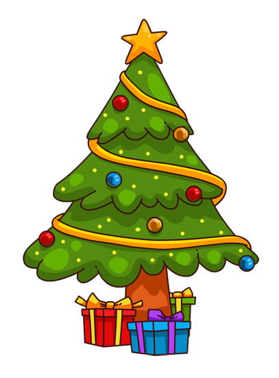 Christmas tree with presents clipart