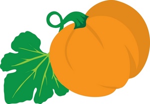 Pumpkin Clipart Image - A single pumpkin growing in a garden