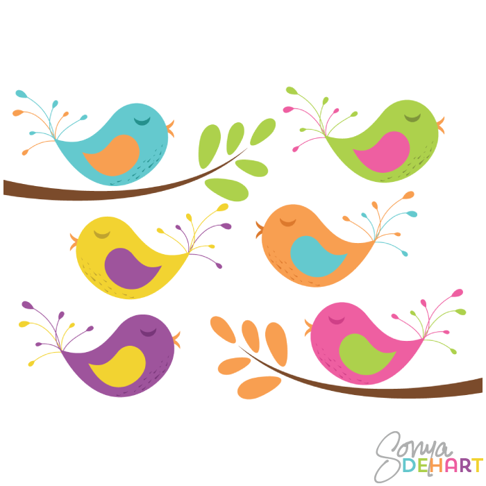 Vector Clip Art Birds and Branches