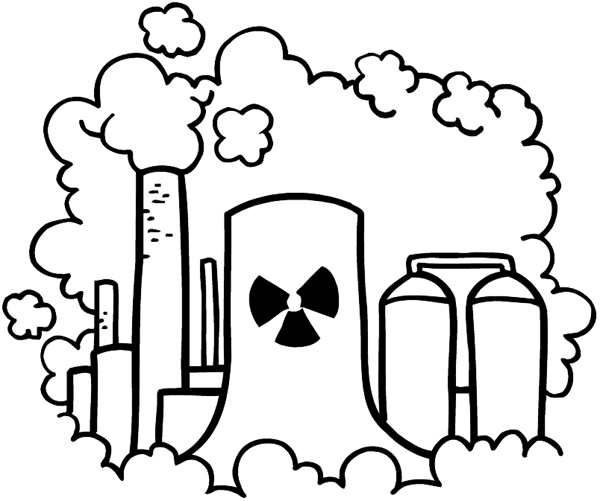 Factory smokestacks smoking up the air vinyl sticker. Customize on ...