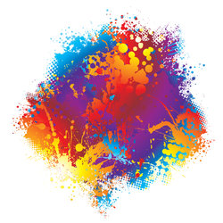 Ink rainbow halftone, rainbow paint splatter, stock vector