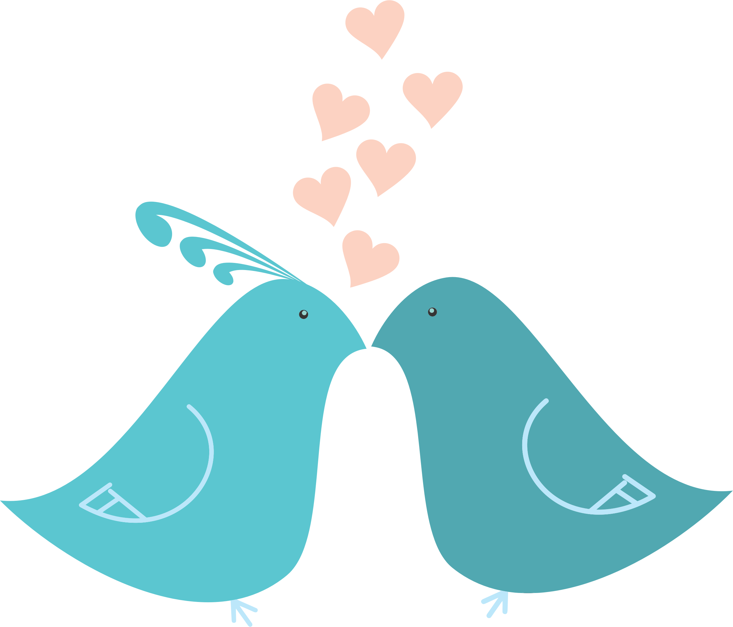 Teal love birds clipart