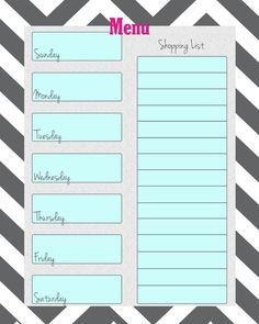 Menu planners, Home and Colors