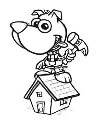 Carpenter Dog Cartoon Mascot Character Design