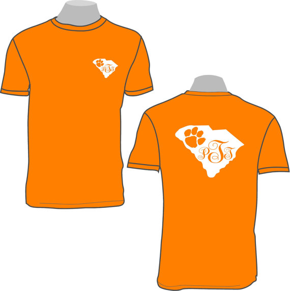 South Carolina state outline with Tiger Paw by tillot3sonsgraphics