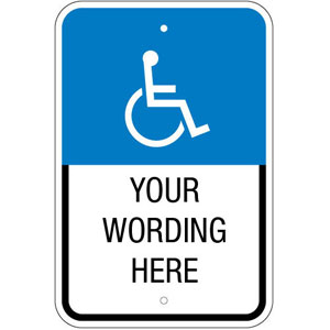 Handicapped Symbol Custom Aluminum Sign-12&quot;x18&quot;-Blue, Black ...