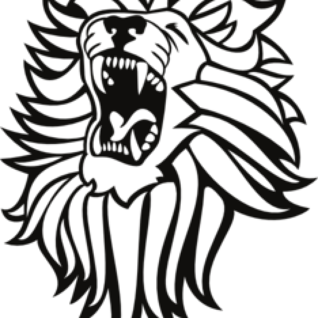 Lion roaring front view clipart