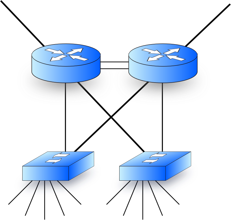 Clipart - Redundant network - routers and switches
