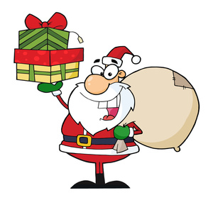 Christmas Presents Clipart Image - Santa Claus Delivering Presents ...