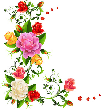 Colorful flower corner border free vector download (32,697 Free ...