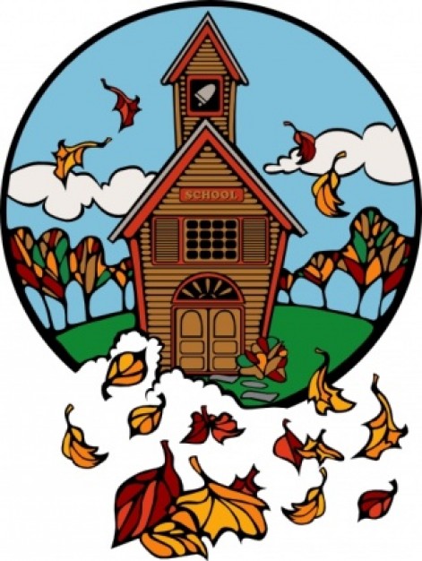 School In Fall clip art | Download free Vector