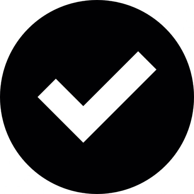 Check mark white on black circular background Icons | Free Download