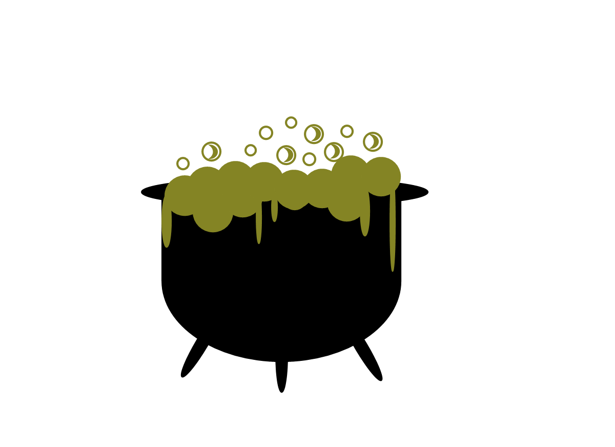 Black and white cauldron clipart no background