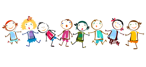 Cartoon Children Holding Hands