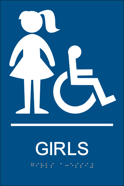 Girls ADA Handicap Restroom Signs with Braille - 6x9 | ADA Signs