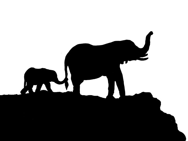Elephant And Baby Elephant Stencil Photo by BryanC08