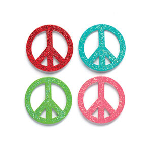 Peace Sign Glitter Magnets Set of 4 by Carol Roeda