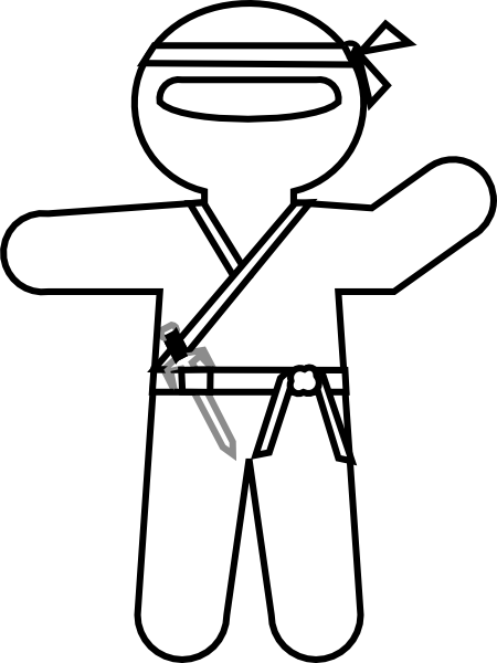 Cartoon Ninja Outline clip art - vector clip art online, royalty ...