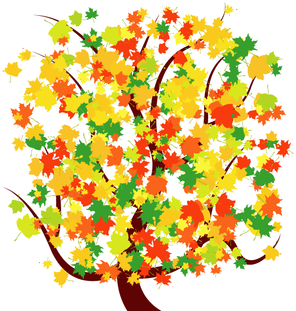 Autumn Tree with Colorful Falling Leaves Free Vector Image ...
