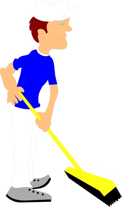 Free Stock Photos | Illustration Of A Janitor Pushing A Broom ...