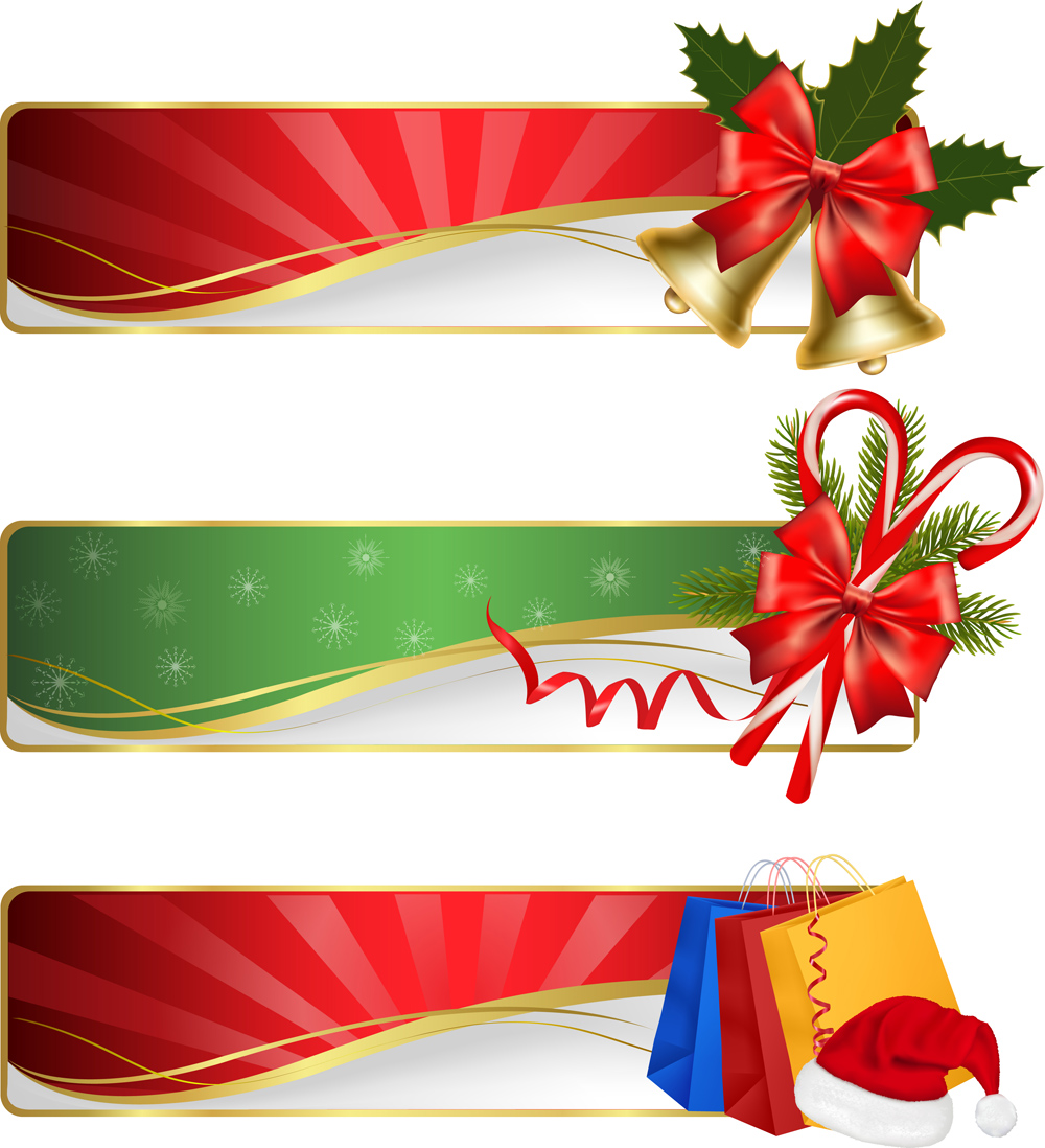 Christmas exquisite element 02 vector Free Vector