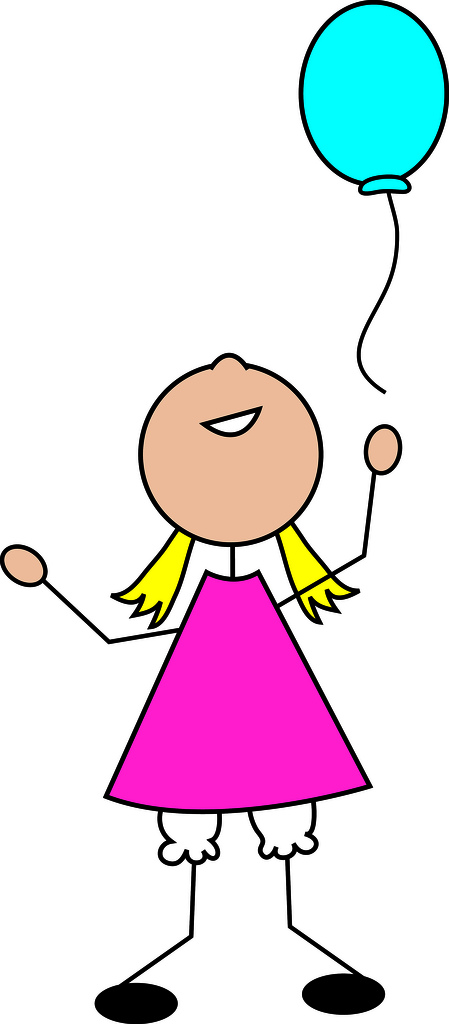 Clip Art Illustration of a Cartoon Girl with a Balloon - a photo ...