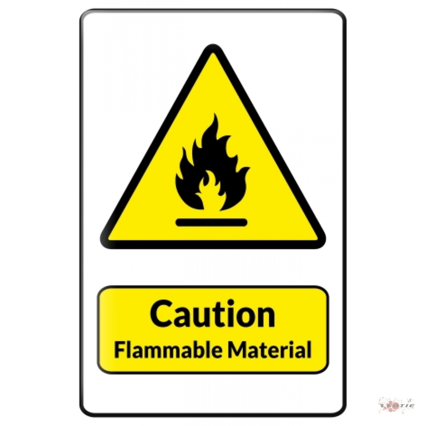 Tin Sign Warning Caution Flammable Material Fire Symbol In Black ...