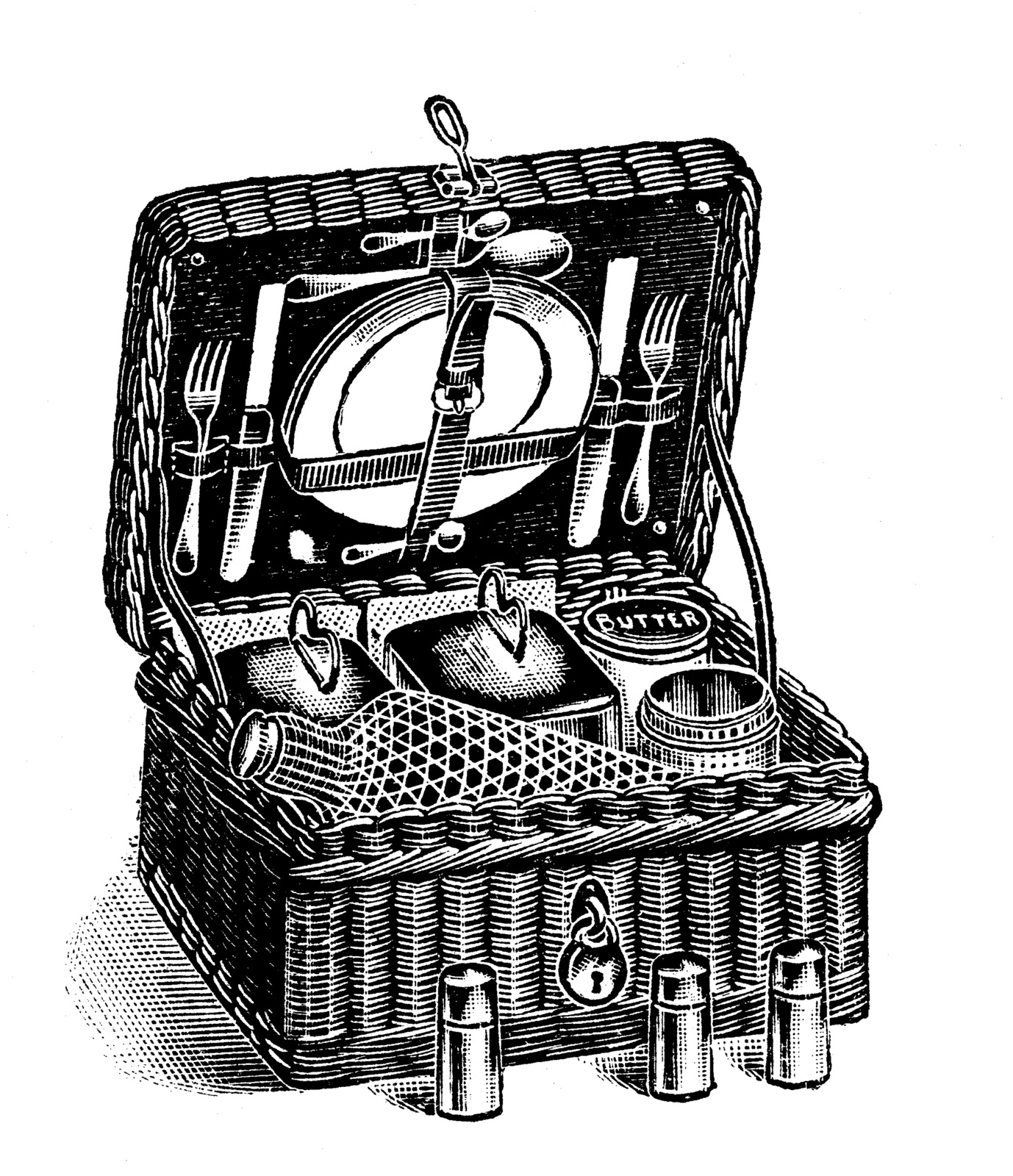 Free vintage clip art images: Vintage retro picnic hamper clip art