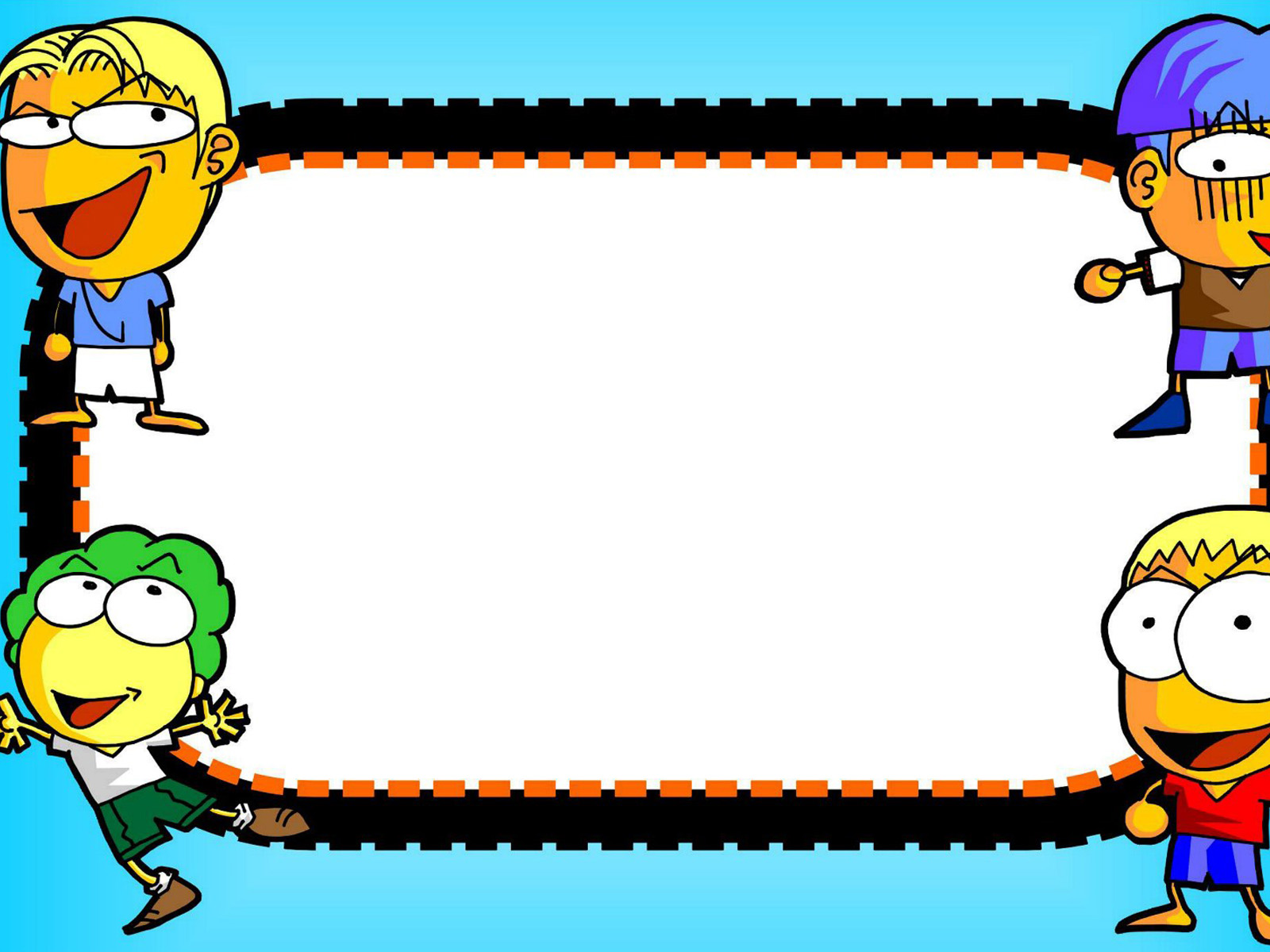 Funny Cartoon Characters Border Free PPT Backgrounds for your ...