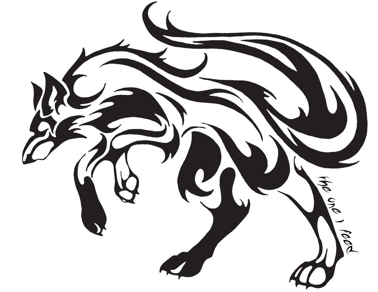 Simple Wolf Tribal Tattoo Pqgyaok