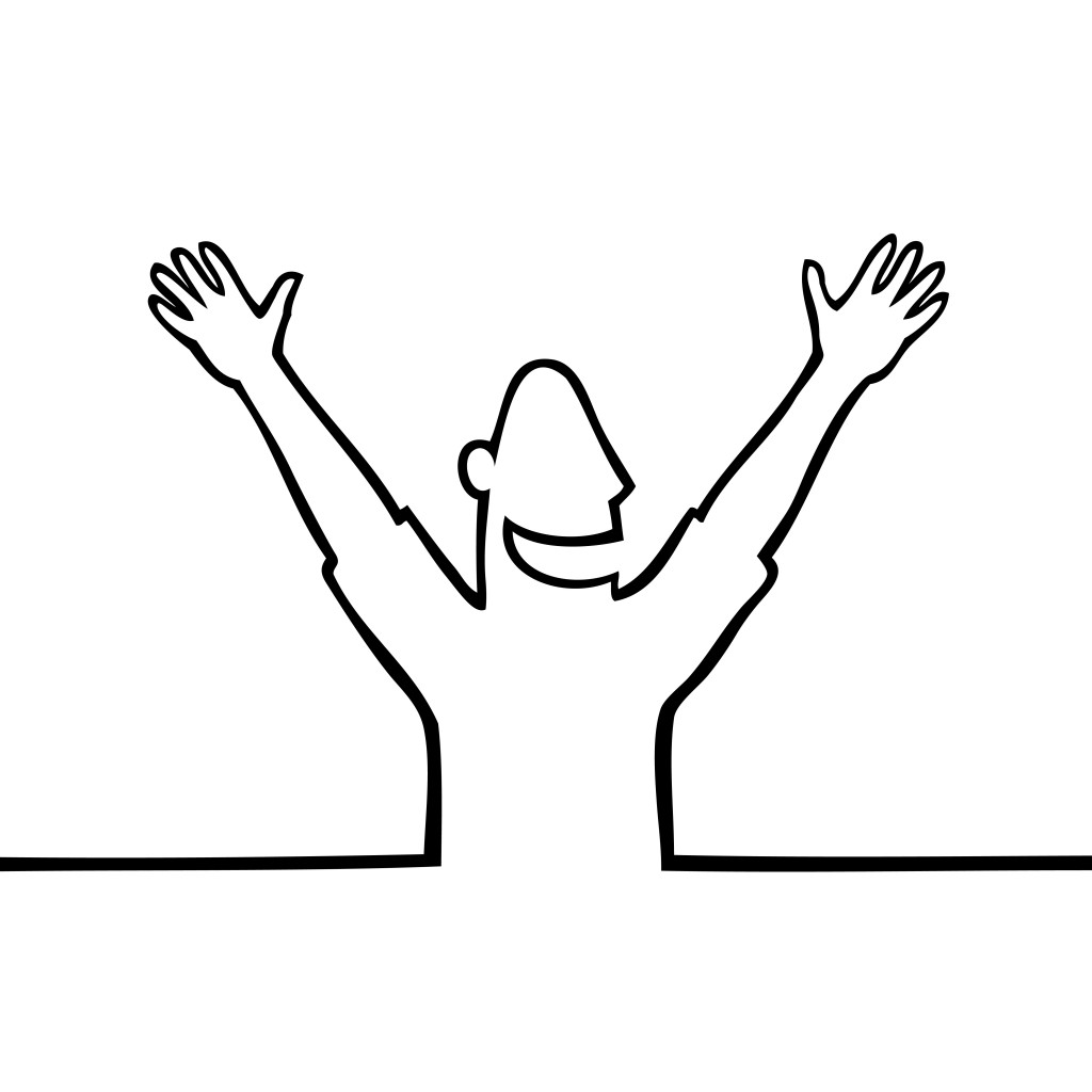 Happy man with hands in the air | Welcome