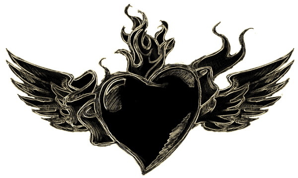 Black Ink Sacred Heart Tattoo Design