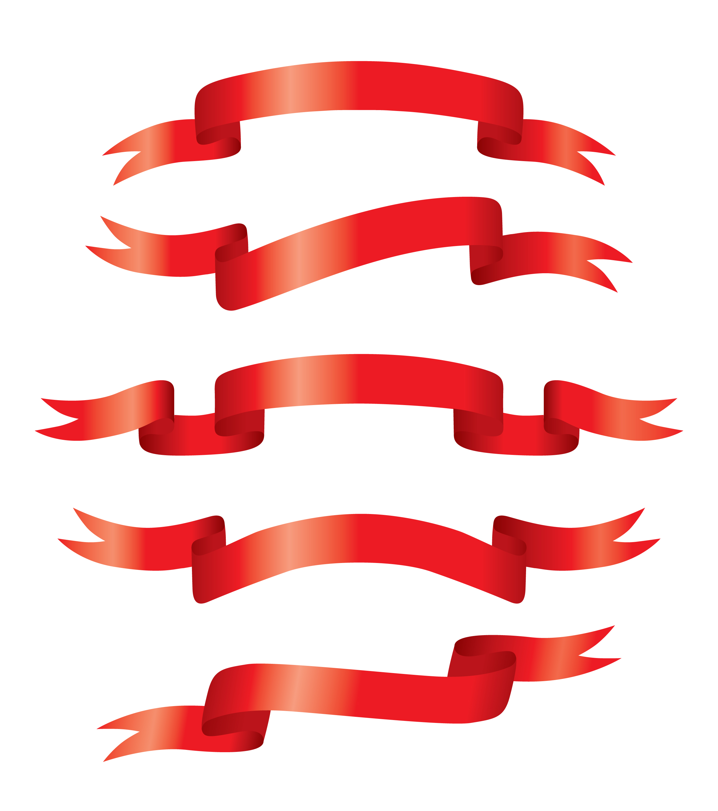 5 sets of festive ribbon banner vector Free Vector